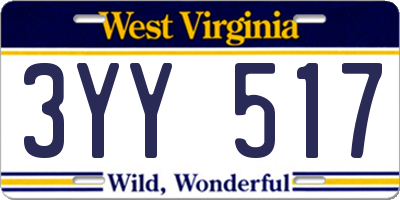 WV license plate 3YY517