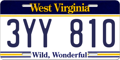 WV license plate 3YY810