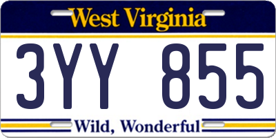 WV license plate 3YY855
