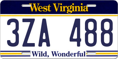 WV license plate 3ZA488