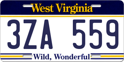 WV license plate 3ZA559