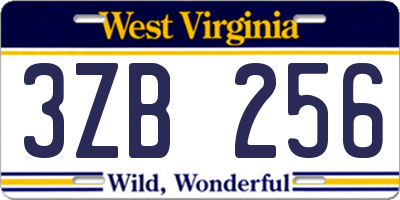 WV license plate 3ZB256
