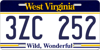 WV license plate 3ZC252