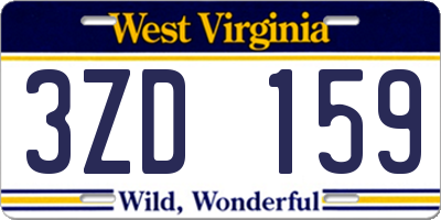 WV license plate 3ZD159