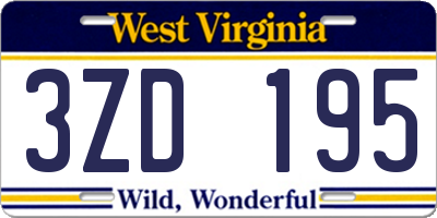 WV license plate 3ZD195