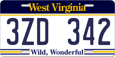 WV license plate 3ZD342