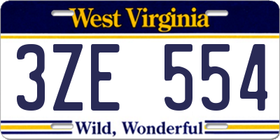 WV license plate 3ZE554
