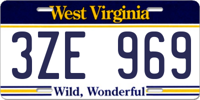 WV license plate 3ZE969