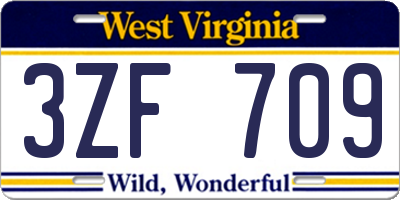 WV license plate 3ZF709