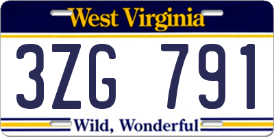 WV license plate 3ZG791