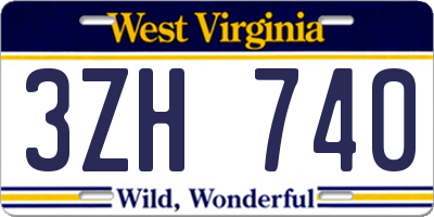 WV license plate 3ZH740