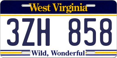 WV license plate 3ZH858