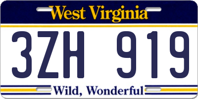 WV license plate 3ZH919