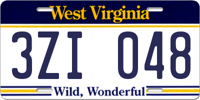WV license plate 3ZI048