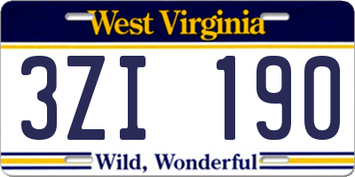 WV license plate 3ZI190