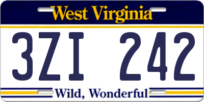 WV license plate 3ZI242