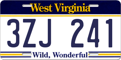 WV license plate 3ZJ241