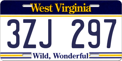 WV license plate 3ZJ297