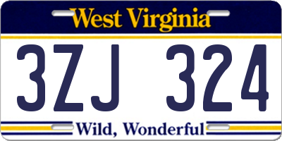 WV license plate 3ZJ324