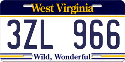 WV license plate 3ZL966