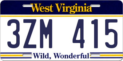 WV license plate 3ZM415