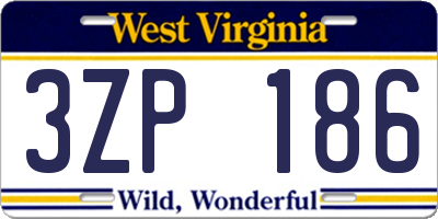 WV license plate 3ZP186