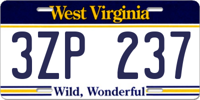 WV license plate 3ZP237