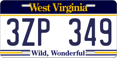 WV license plate 3ZP349
