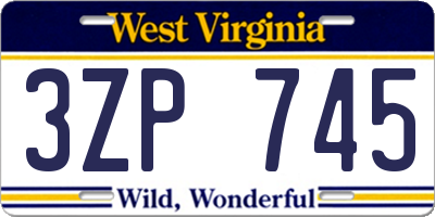 WV license plate 3ZP745