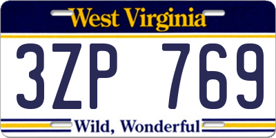 WV license plate 3ZP769
