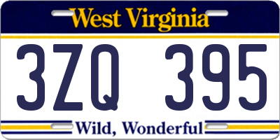 WV license plate 3ZQ395