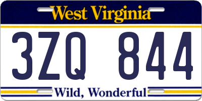 WV license plate 3ZQ844