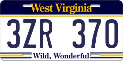 WV license plate 3ZR370