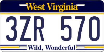 WV license plate 3ZR570