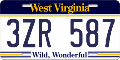 WV license plate 3ZR587