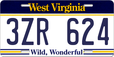 WV license plate 3ZR624