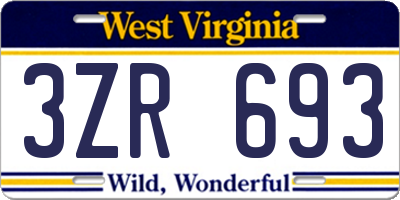 WV license plate 3ZR693