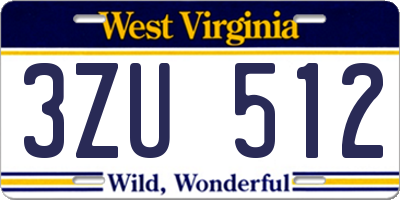 WV license plate 3ZU512