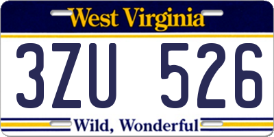 WV license plate 3ZU526