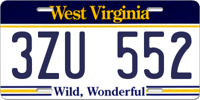 WV license plate 3ZU552