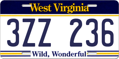 WV license plate 3ZZ236