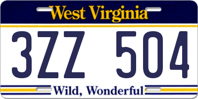 WV license plate 3ZZ504