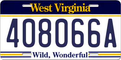 WV license plate 408066A