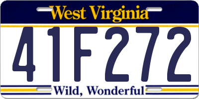 WV license plate 41F272