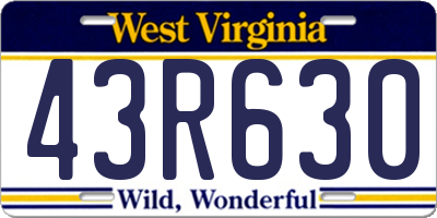 WV license plate 43R630