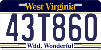 WV license plate 43T860