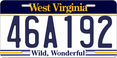 WV license plate 46A192