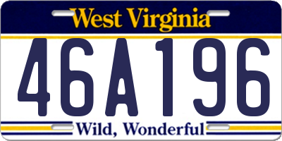 WV license plate 46A196