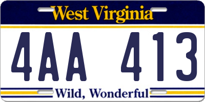 WV license plate 4AA413