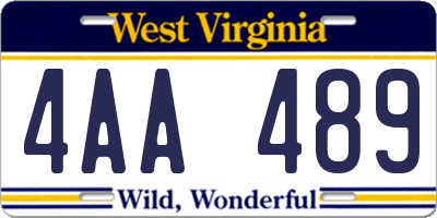 WV license plate 4AA489